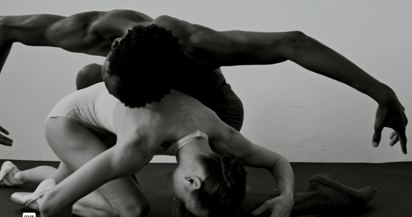 Calvin Royal III for Issue Magazine: two dancers intertwined, black and white